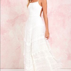 Beneath the Garden Arbor Ivory Lace Maxi Dress